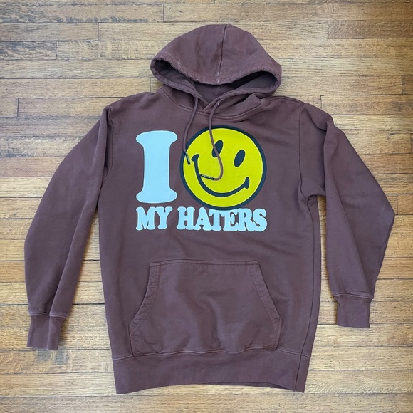 MARKET SMILEY HATERS HOODIE Brown with Smiley Graphic Men’s Sz M MSRP $98 - Picture 2 of 8